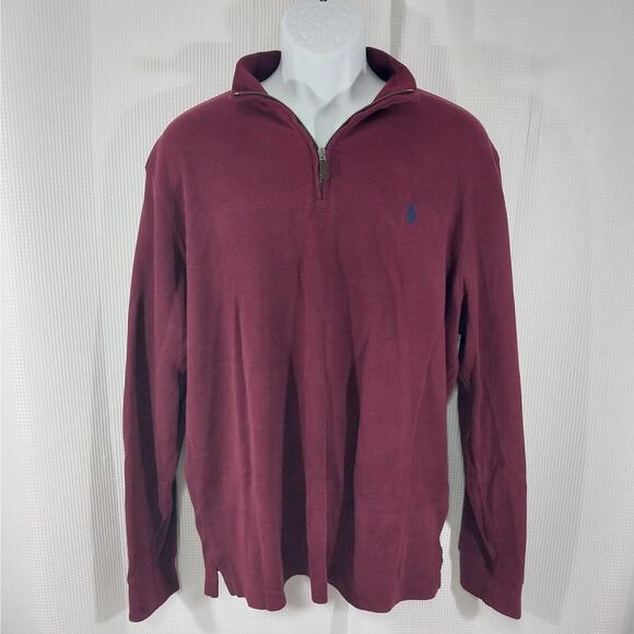 POLO RALPH LAUREN! BURGUNDY RED ESTATE RIBBED FINE COTTON 1/4 ZIP SHIRT! SZ L - Picture 2 of 10